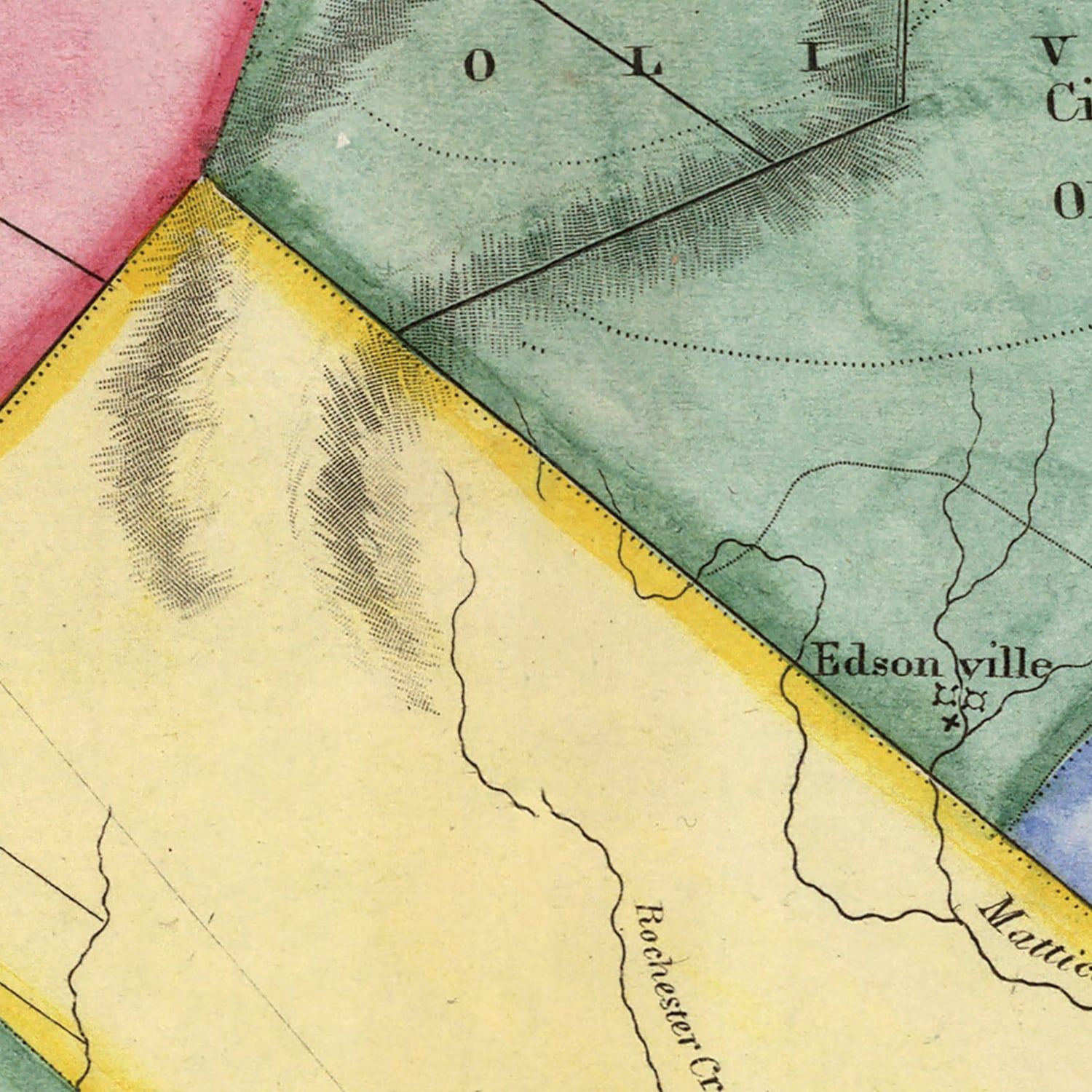 Vintage Map of Ulster County, New York 1840