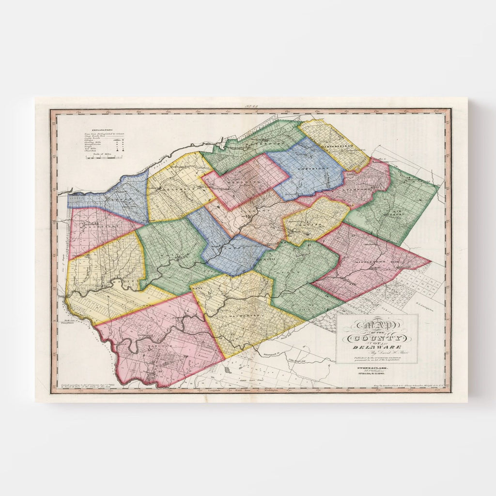 Vintage Map of Delaware County, New York 1840