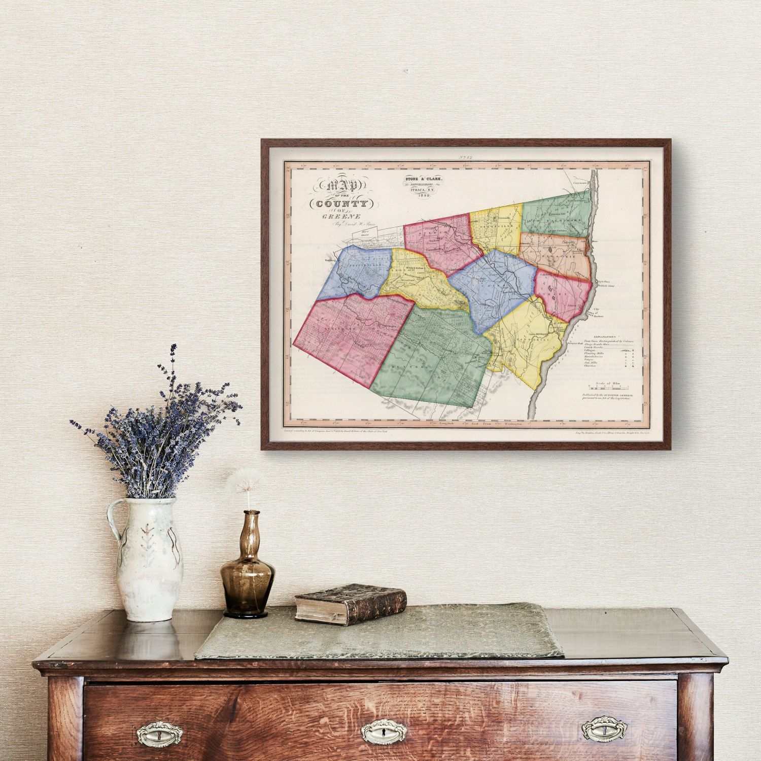 Vintage Map of Greene County, New York 1839