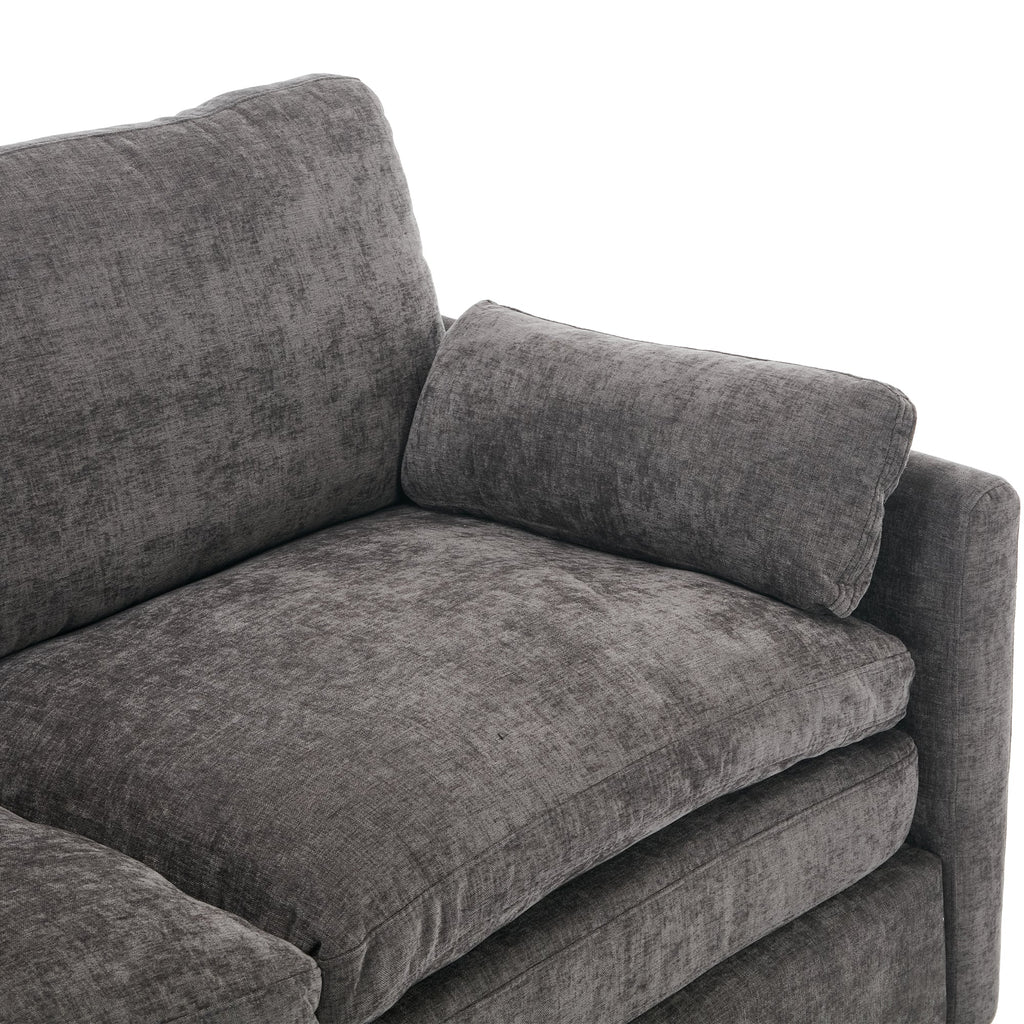 Cozy Upholstered Oversized 3-Seater Cloud Sofa with Double Cushion in Grey Chenille