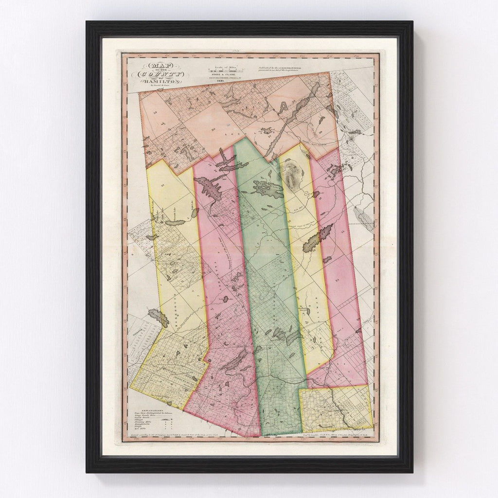 Vintage Map of Hamilton County, New York 1840