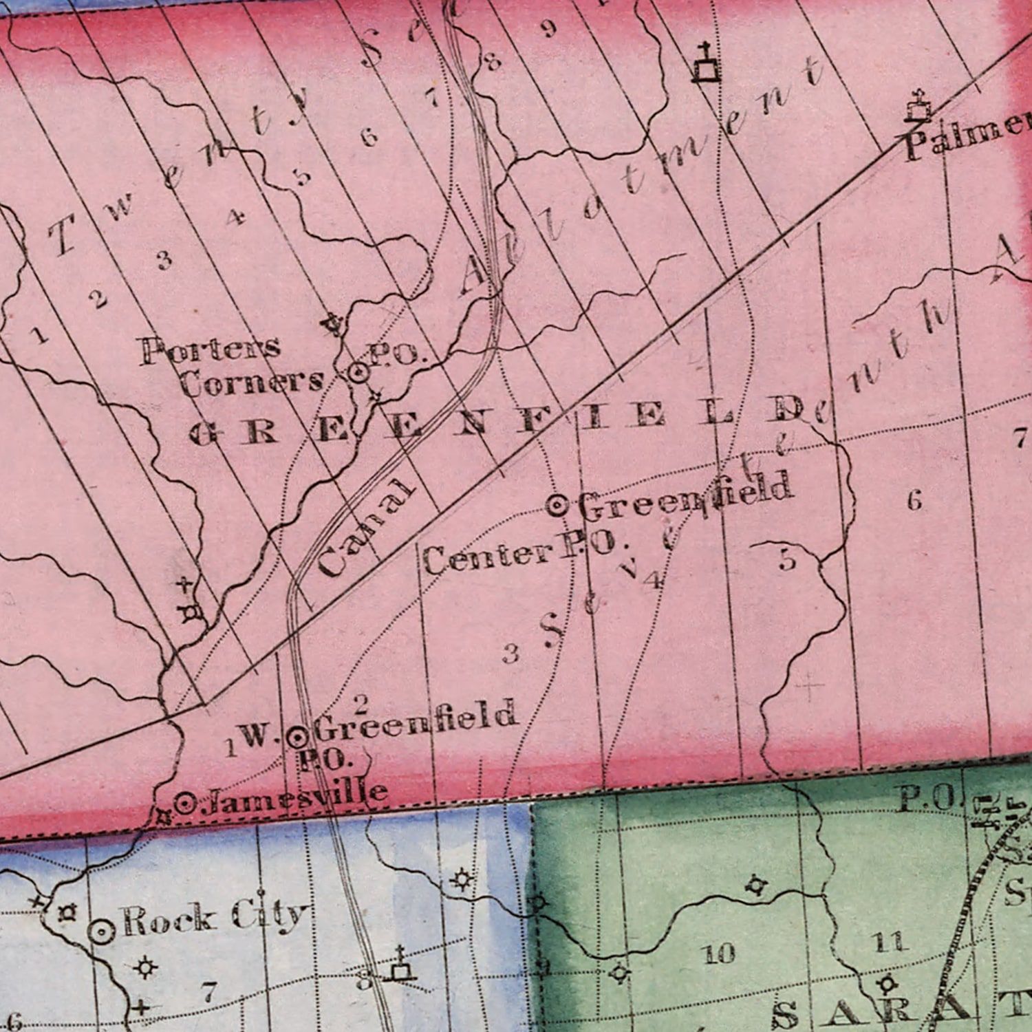 Vintage Map of Saratoga County, New York 1840