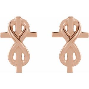 Infinity-Inspired Cross Earrings