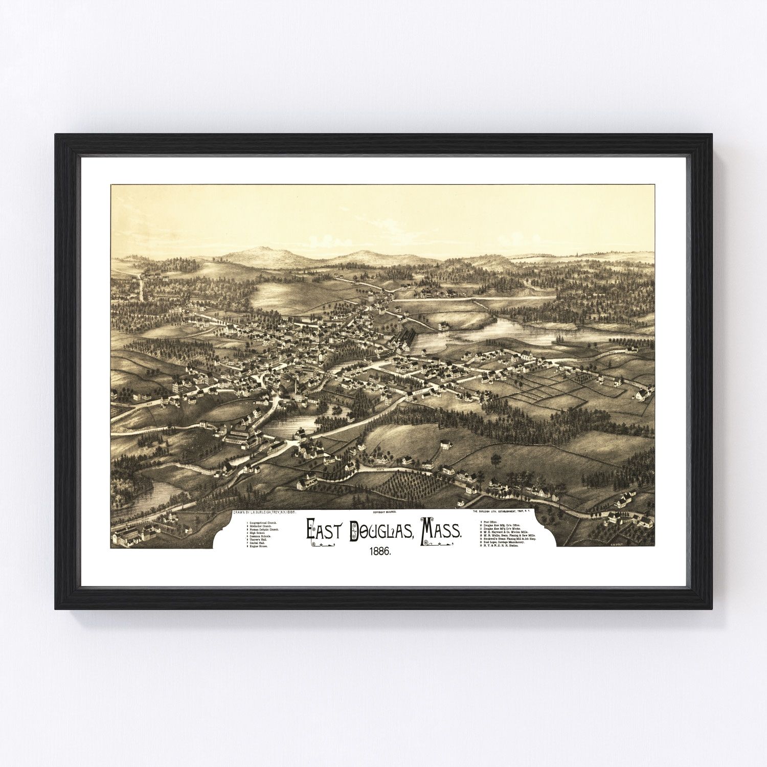 Vintage Map of East Douglas, Massachusetts 1886