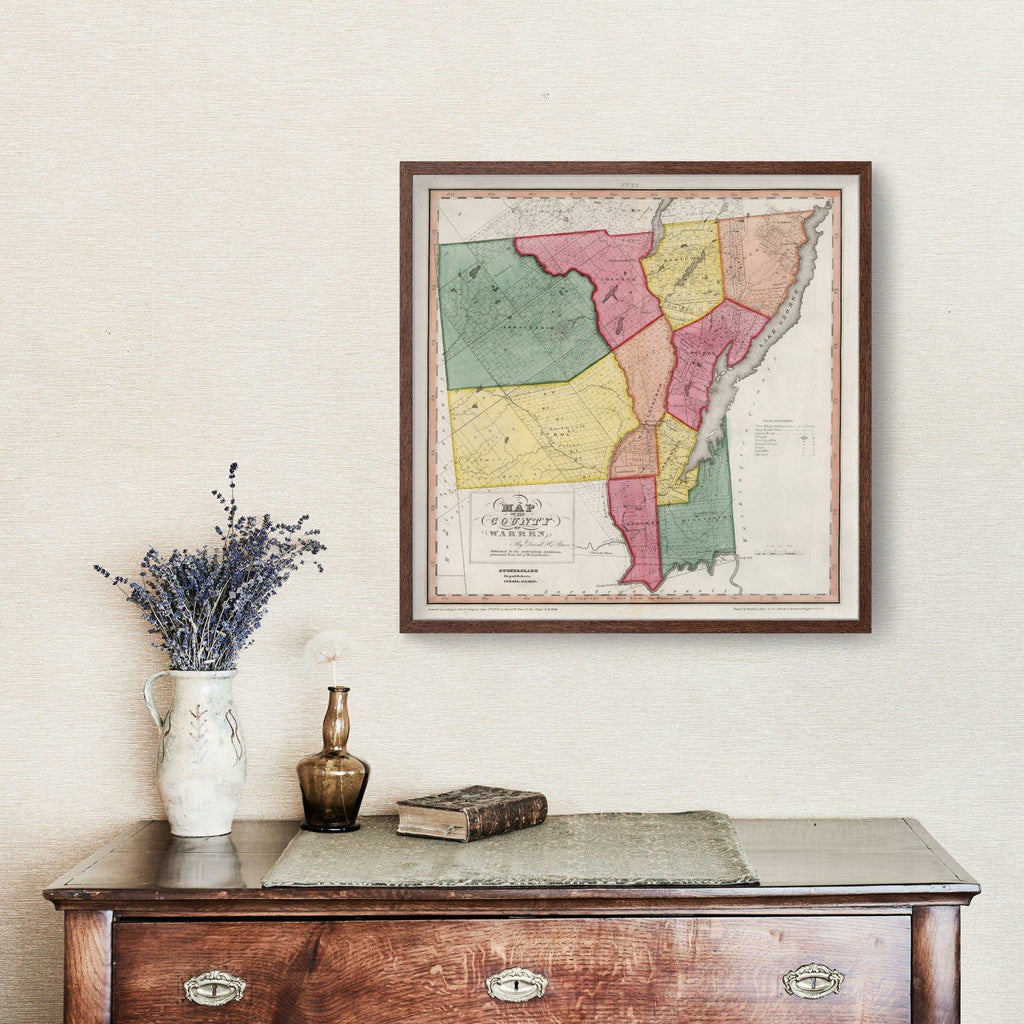 Vintage Map of Warren County, New York 1840