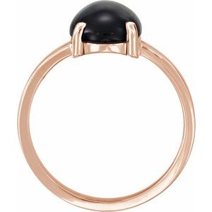 14K Rose Gold 10x8 mm Oval Natural Black Onyx Cabochon Ring