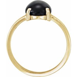 14K Yellow Gold 10x8 mm Oval Natural Black Onyx Cabochon Ring