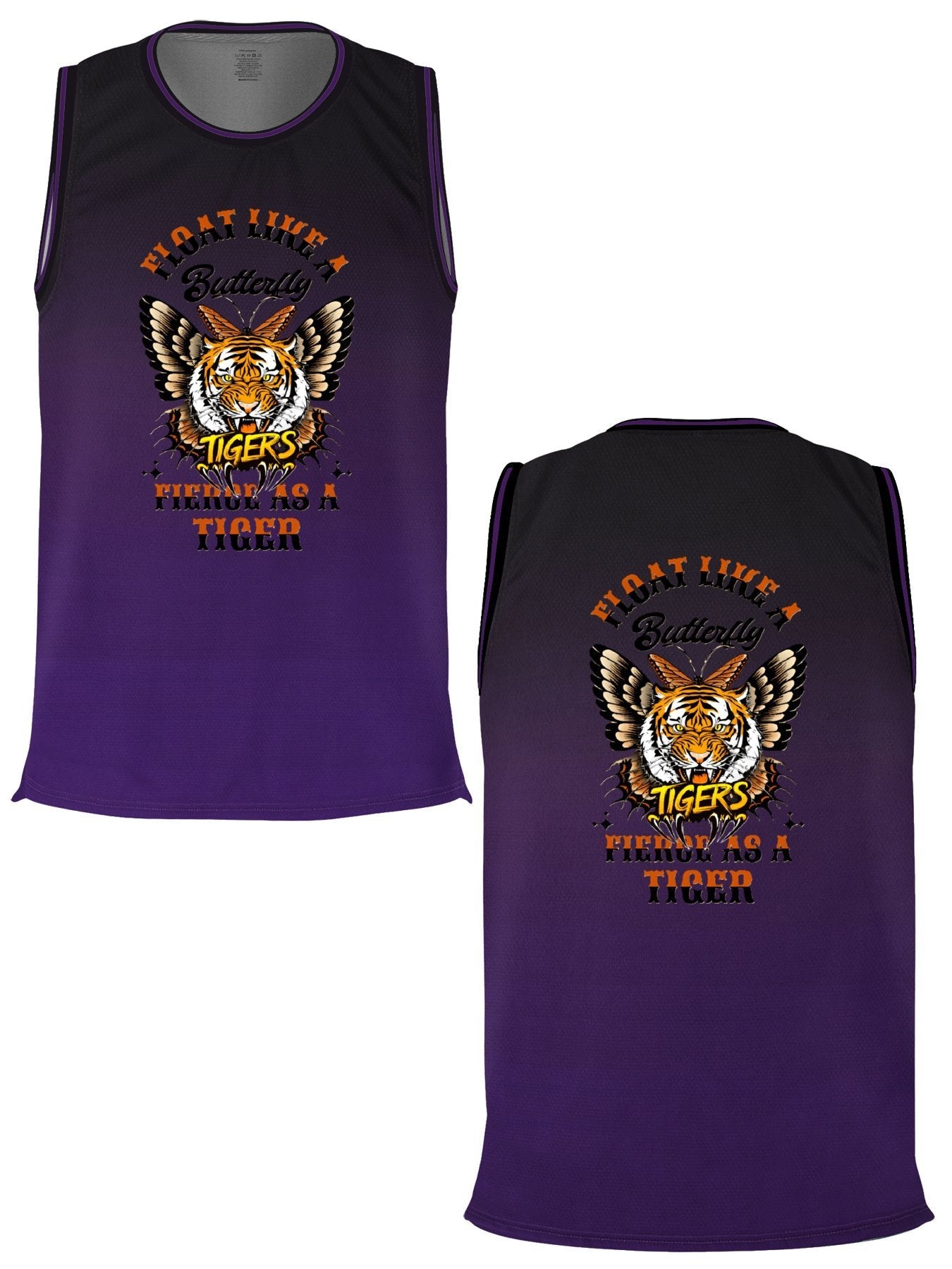 Float Like a Butterfly Fierce as a Tiger Adult Purple Basketball Jersey | Ships From USA