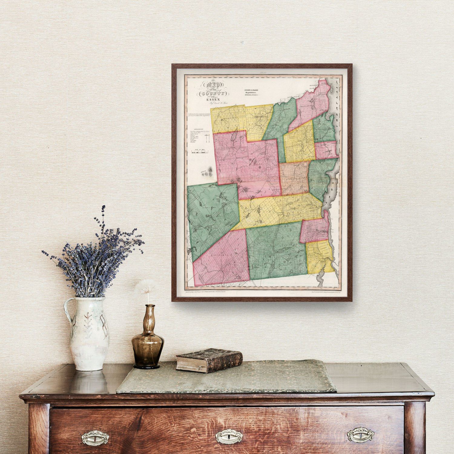 Vintage Map of Essex County, New York 1840