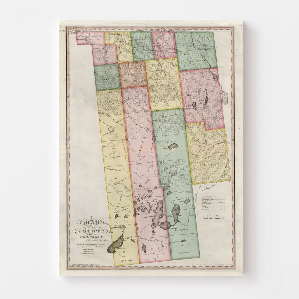 Vintage Map of Franklin County, New York 1840