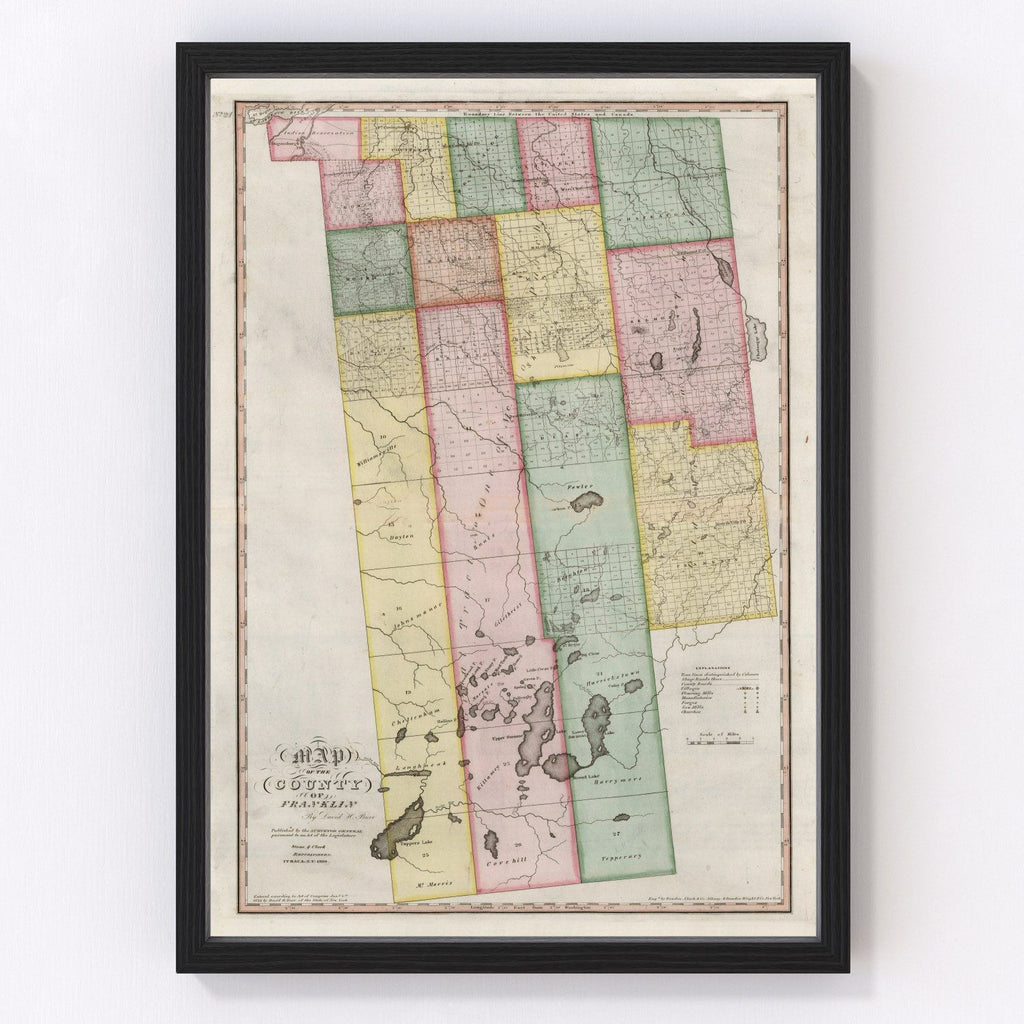 Vintage Map of Franklin County, New York 1840