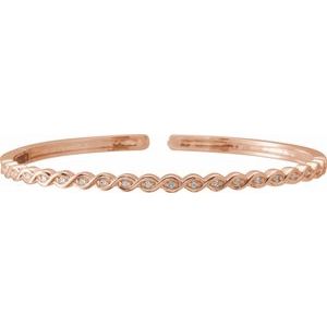 14K Rose Gold 1/6 CTW Natural Diamond Stackable Bangle 7" Bracelet