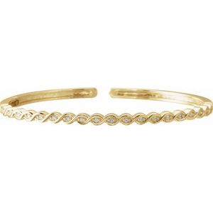 14K White Gold 1/6 CTW Natural Diamond Stackable Bangle 7" Bracelet – image 2