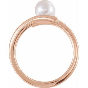 14K Rose Gold Cultured White Freshwater Pearl Two-Stone Ring