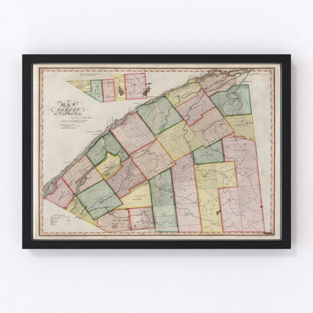 Vintage Map of St. Lawrence County, New York 1840