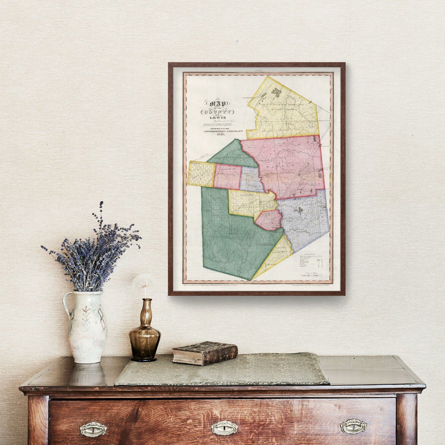 Vintage Map of Lewis County, New York 1840