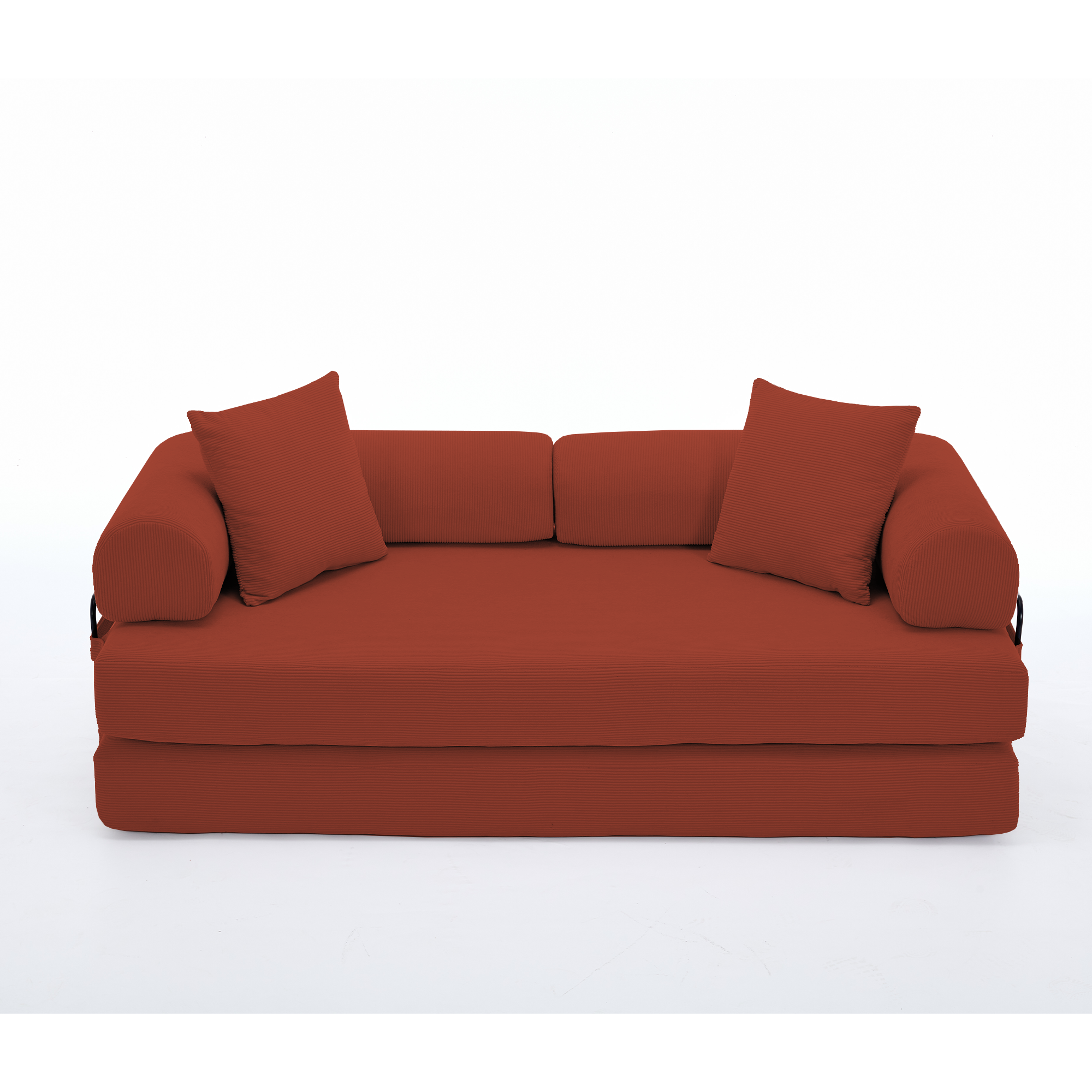 [NEW ARRIVED] [VIDEO PROVIDED] 78.5' Folding Convertible Out Sleeper Sofa Bed,5-in-1 DIY Combination Convertible  Sofa, 3 seat, Folding Sleeper Sofa, King Size , Bedroom,Apartment,Corduroy,Ancora Red