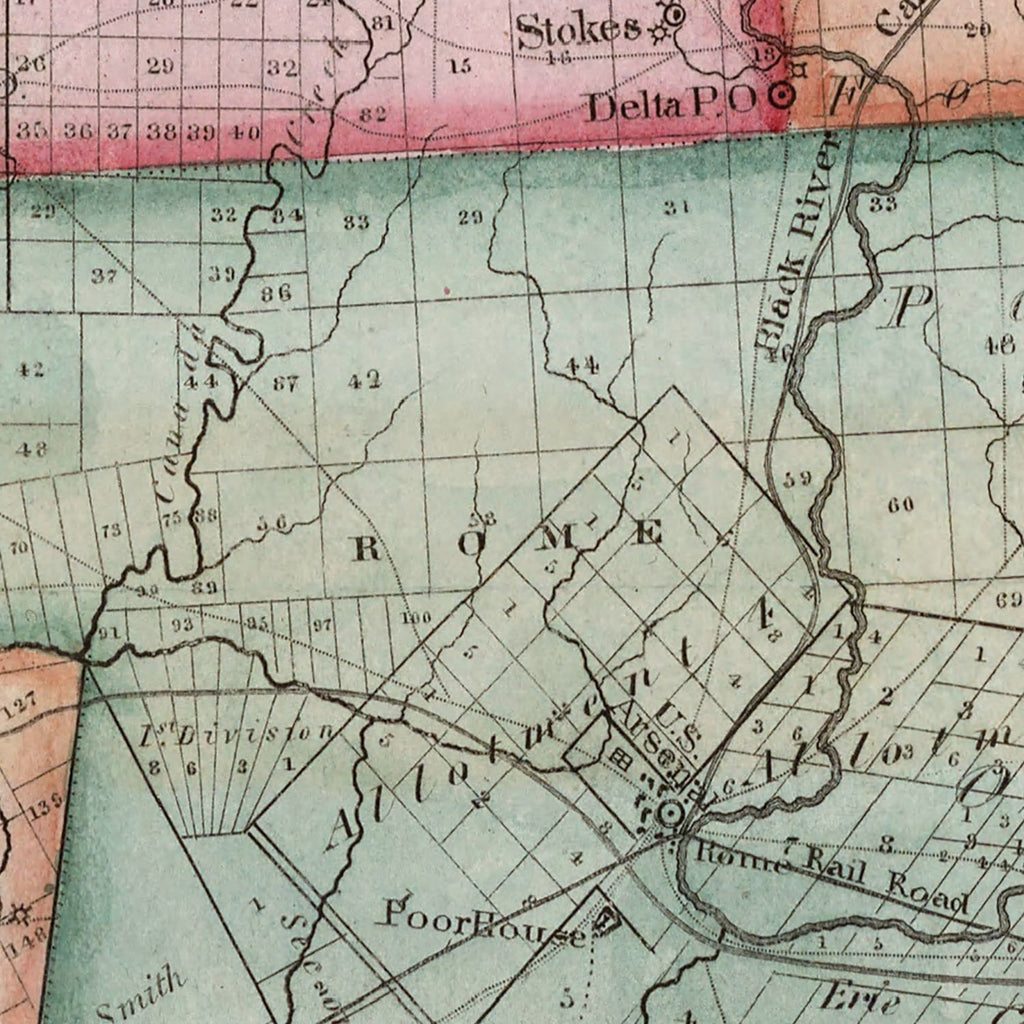 Vintage Map of Oneida County, New York 1840