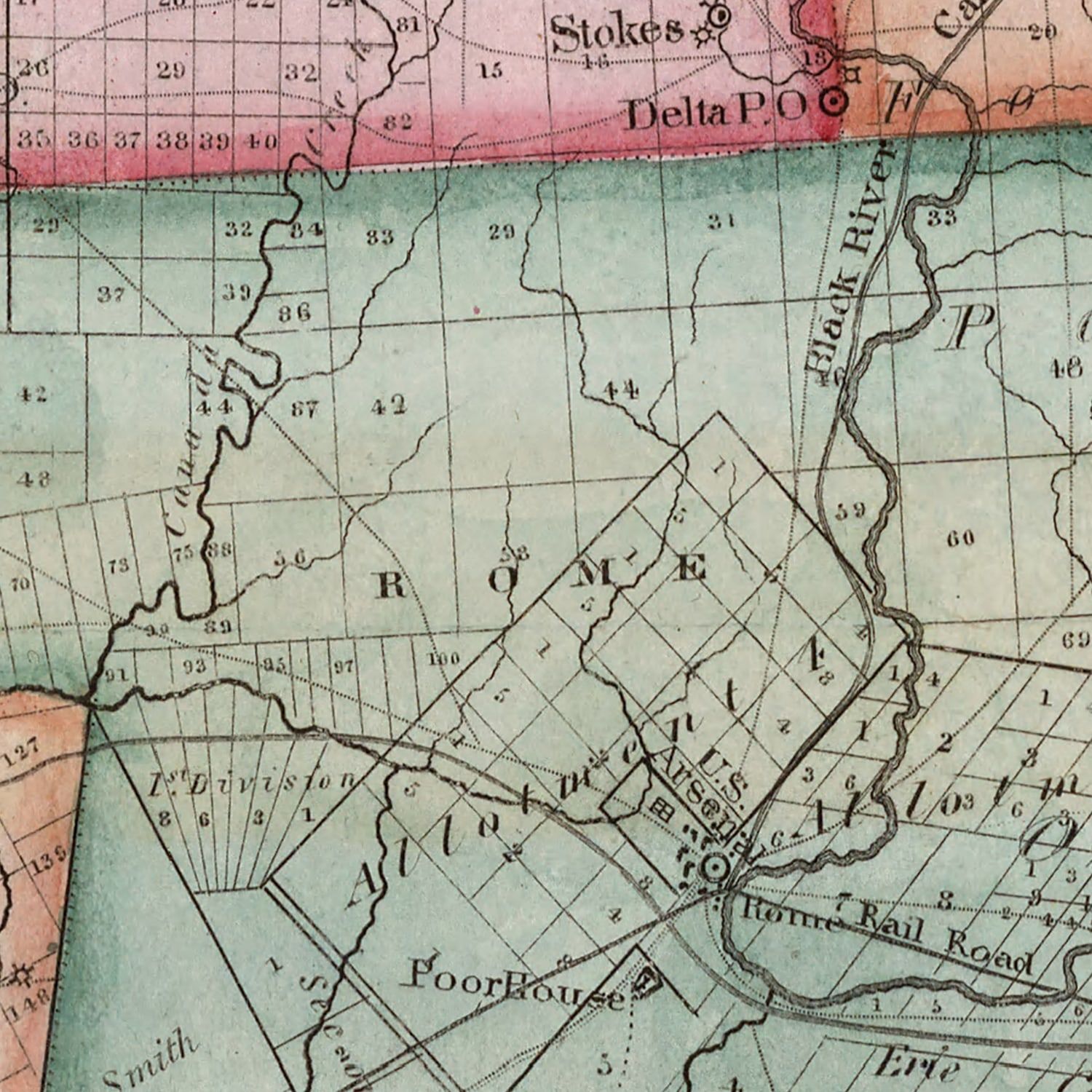 Vintage Map of Oneida County, New York 1840