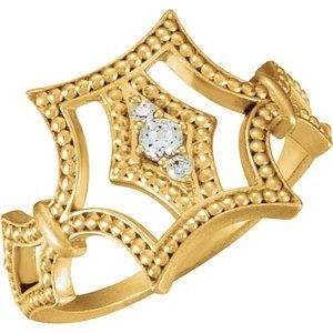 14K Yellow Gold .08 CTW Diamond Granulated Ring