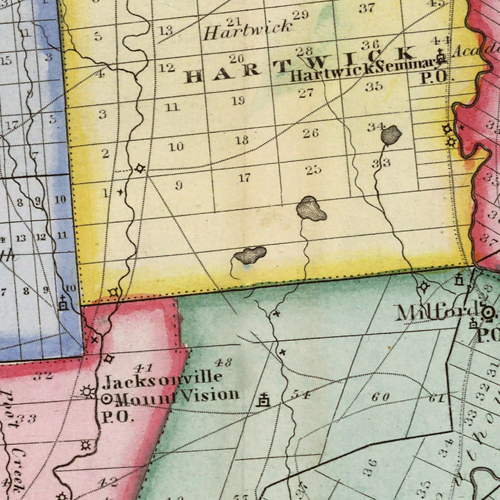 Vintage Map of Otsego County, New York 1840
