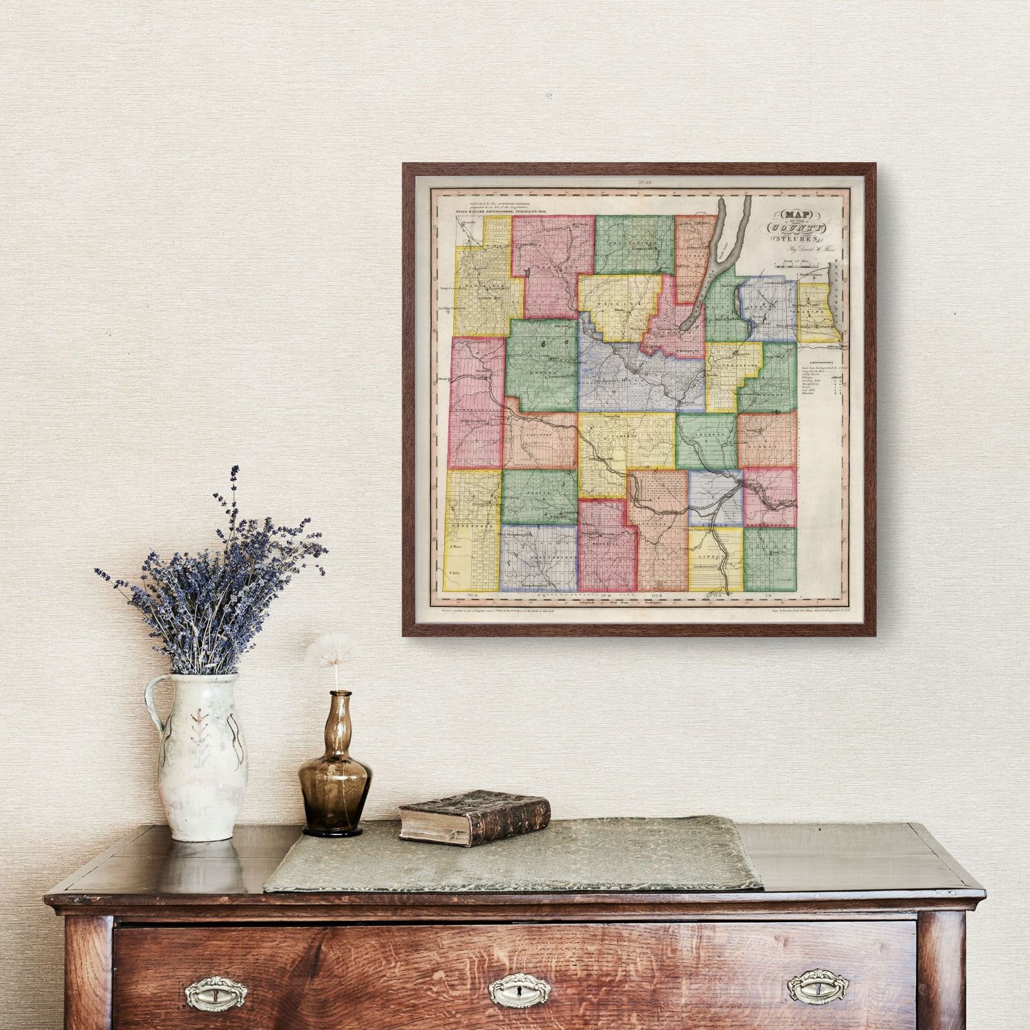 Vintage Map of Steuben County, New York 1840