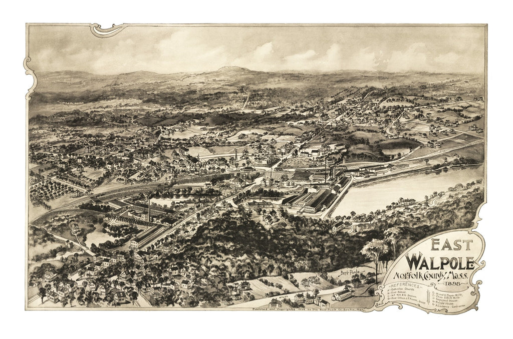 Vintage Map of East Walpole, Massachusetts 1898