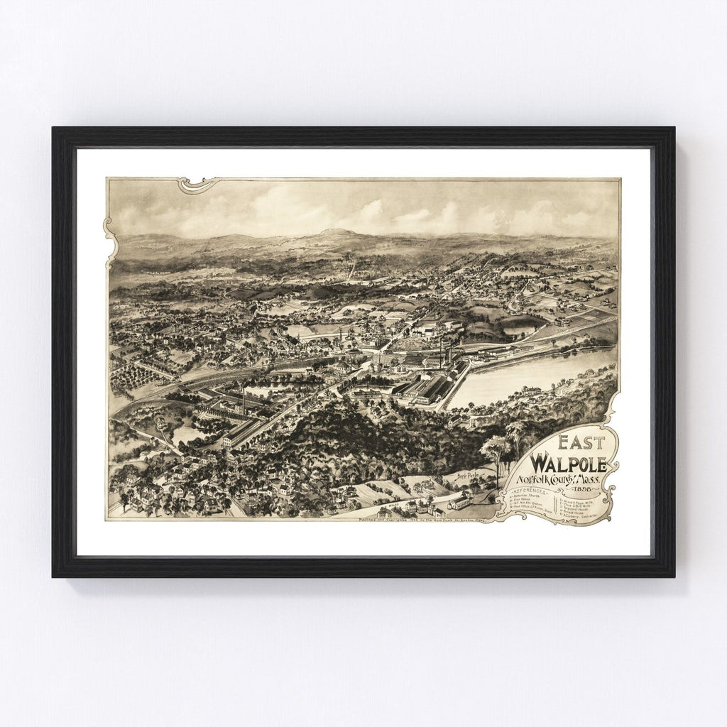Vintage Map of East Walpole, Massachusetts 1898