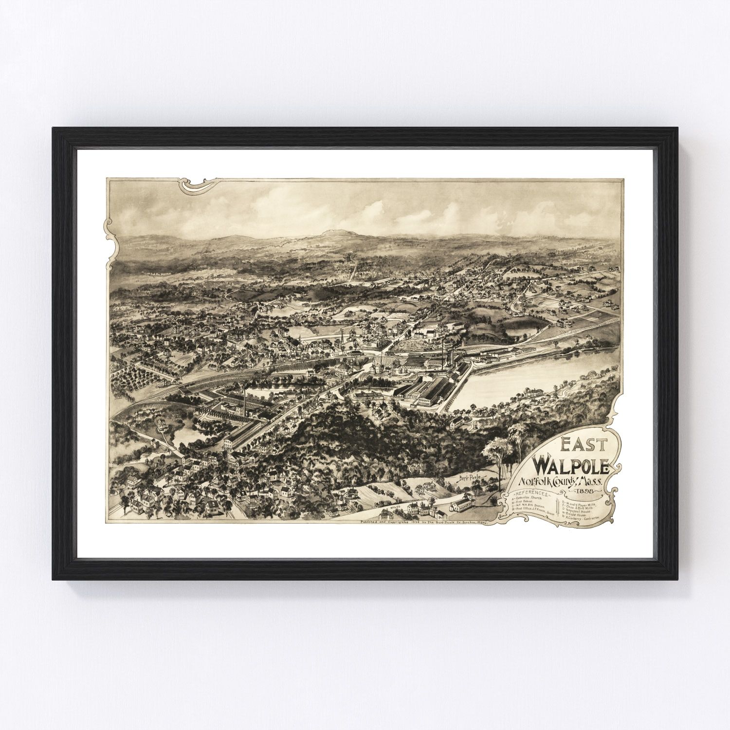 Vintage Map of East Walpole, Massachusetts 1898