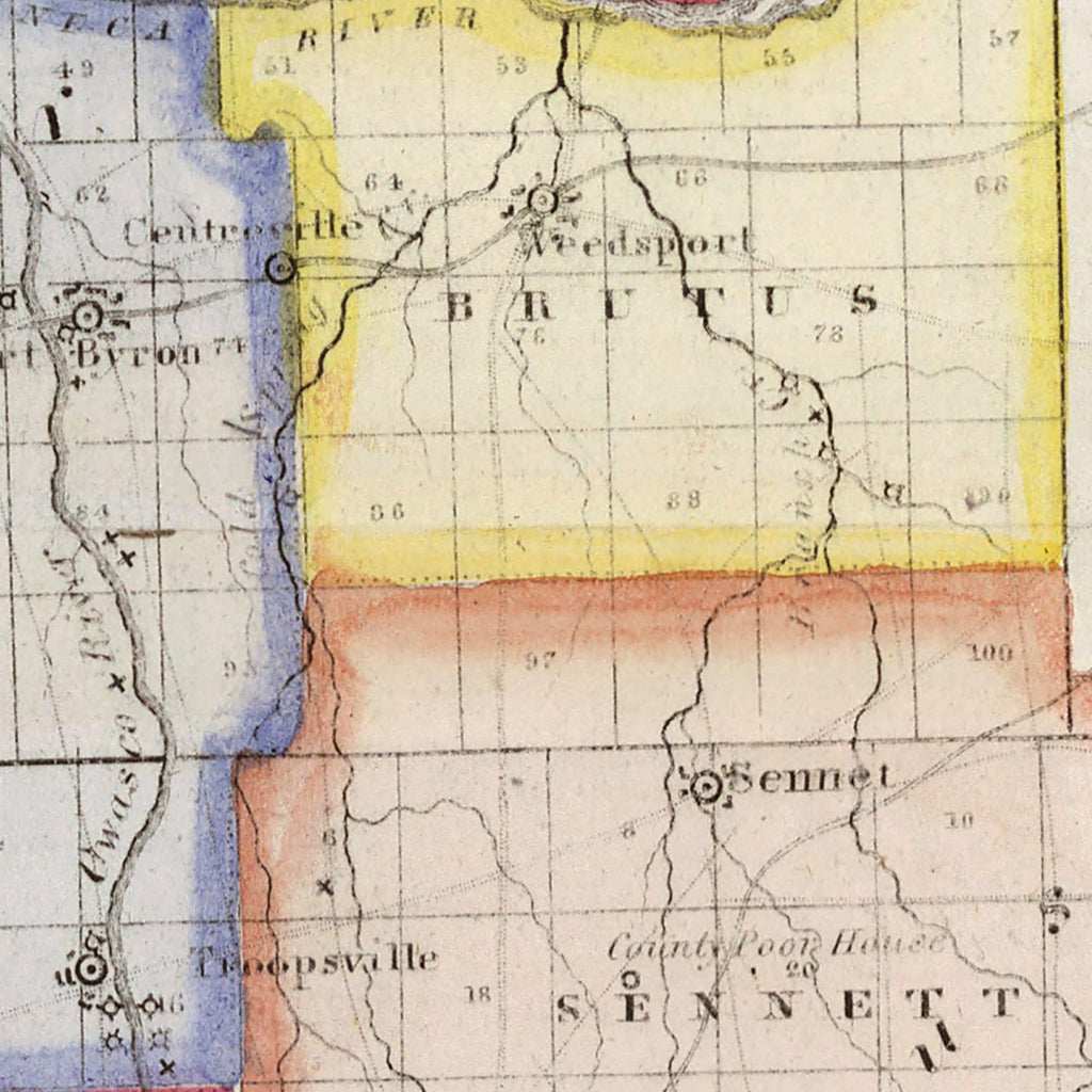 Vintage Map of Cayuga County, New York 1840