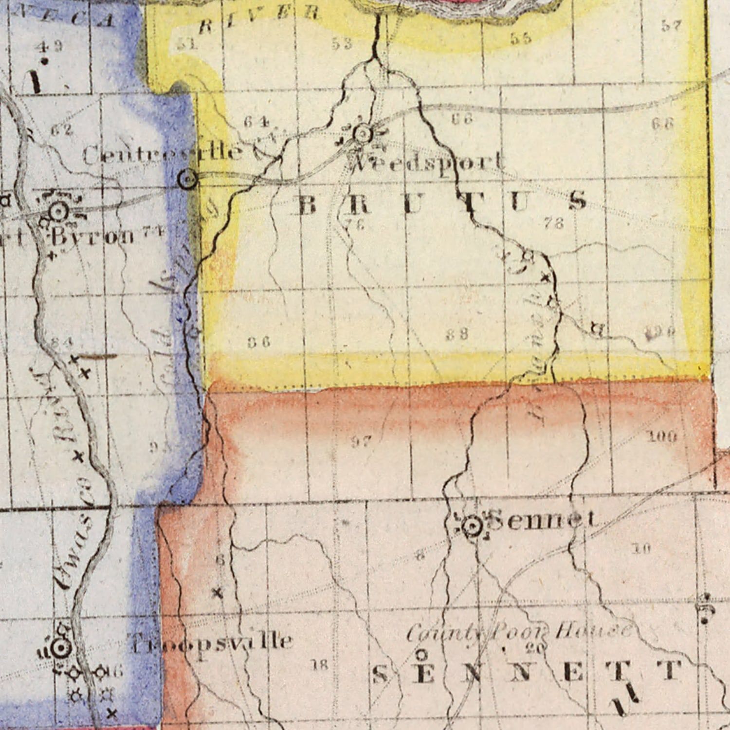 Vintage Map of Cayuga County, New York 1840