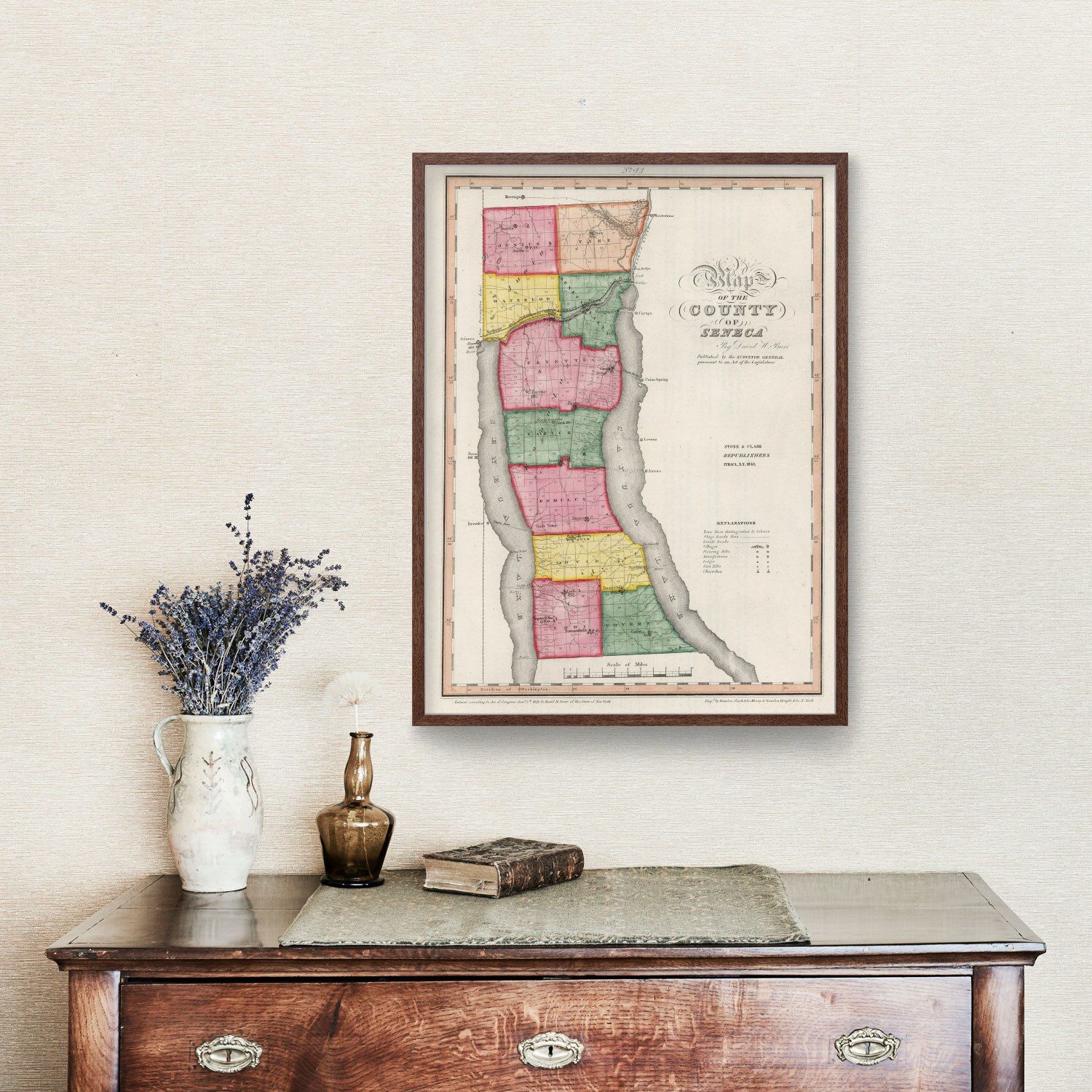 Vintage Map of Seneca County, New York 1840