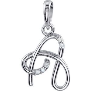 14K White Gold .025 CTW Natural Diamond Initial A Pendant