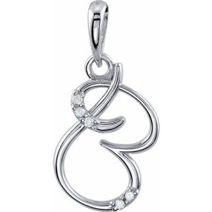 14K White Gold .025 CTW Natural Diamond Initial B Pendant