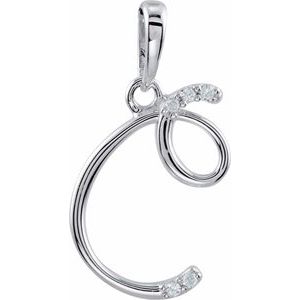 14K White Gold .025 CTW Natural Diamond Initial C Pendant