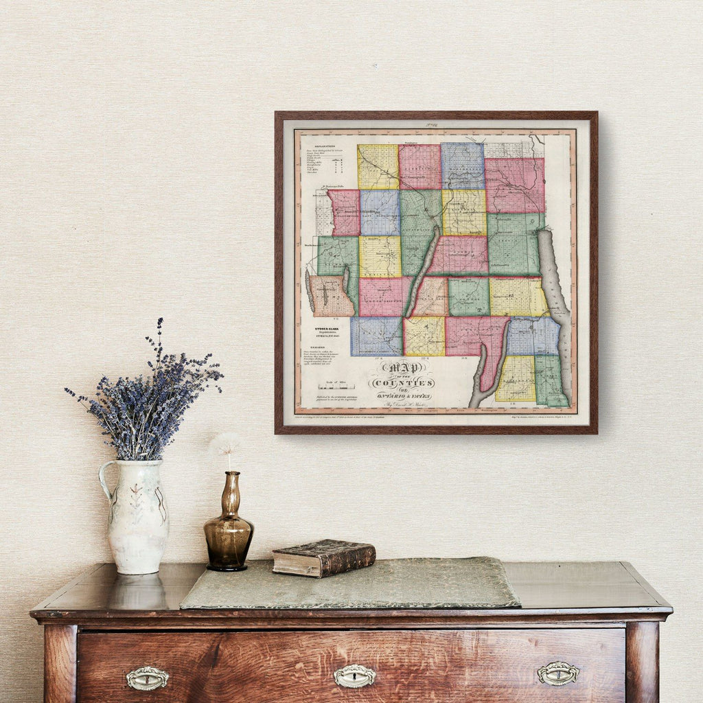 Vintage Map of Ontario County, New York 1840
