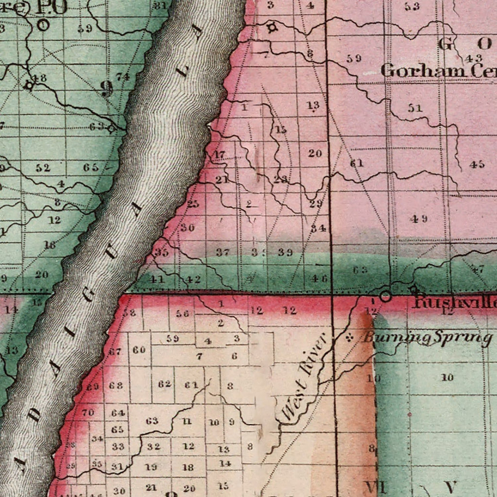 Vintage Map of Ontario County, New York 1840