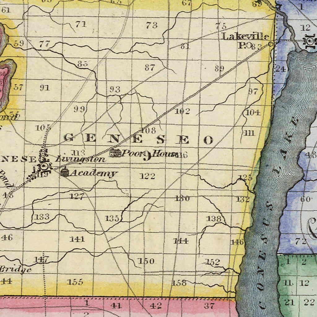 Vintage Map of Livingston County, New York 1840