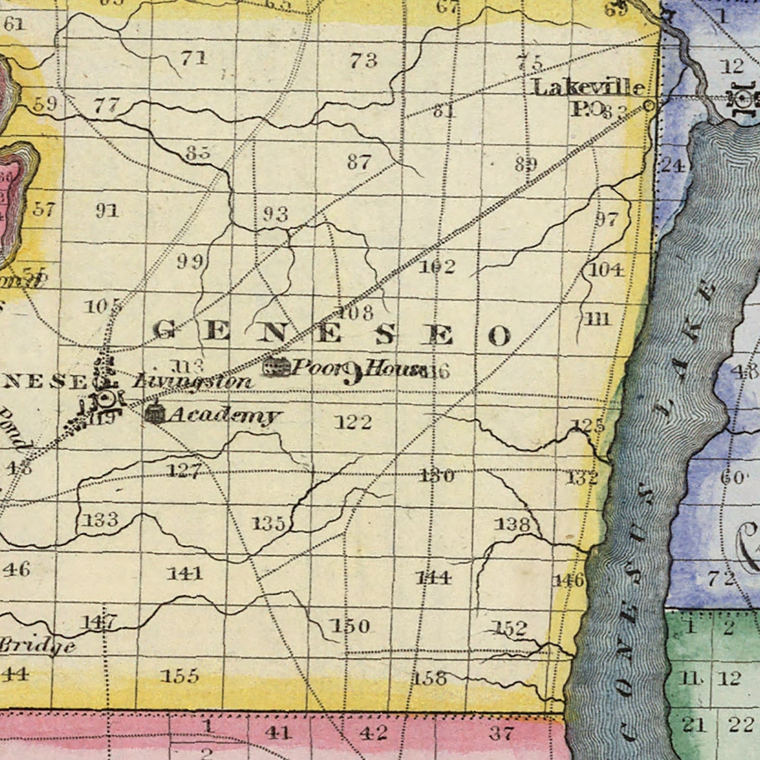 Vintage Map of Livingston County, New York 1840