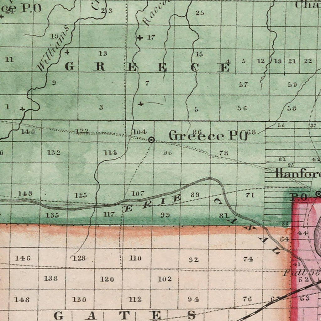 Vintage Map of Monroe County, New York 1840