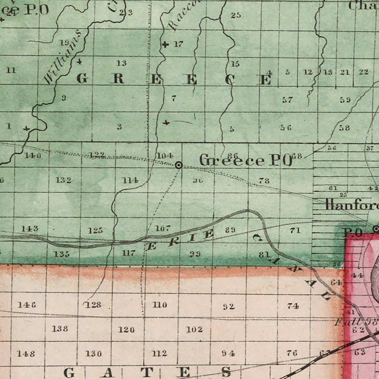 Vintage Map of Monroe County, New York 1840