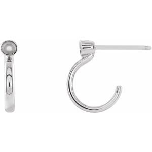 Platinum 2 mm Round Bezel-Set Huggie Earring Mounting