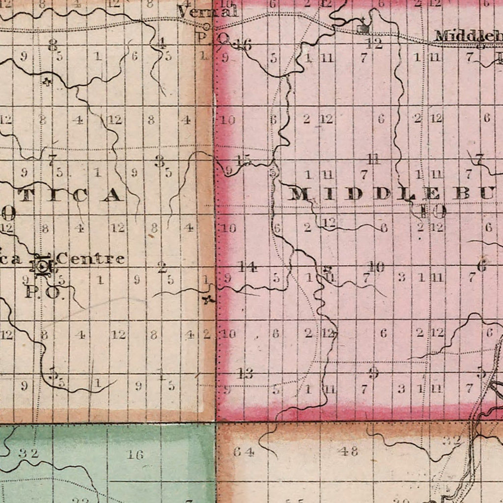 Vintage Map of Genesee County, New York 1839