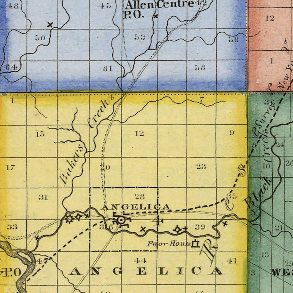 Vintage Map of Allegany County, New York 1840