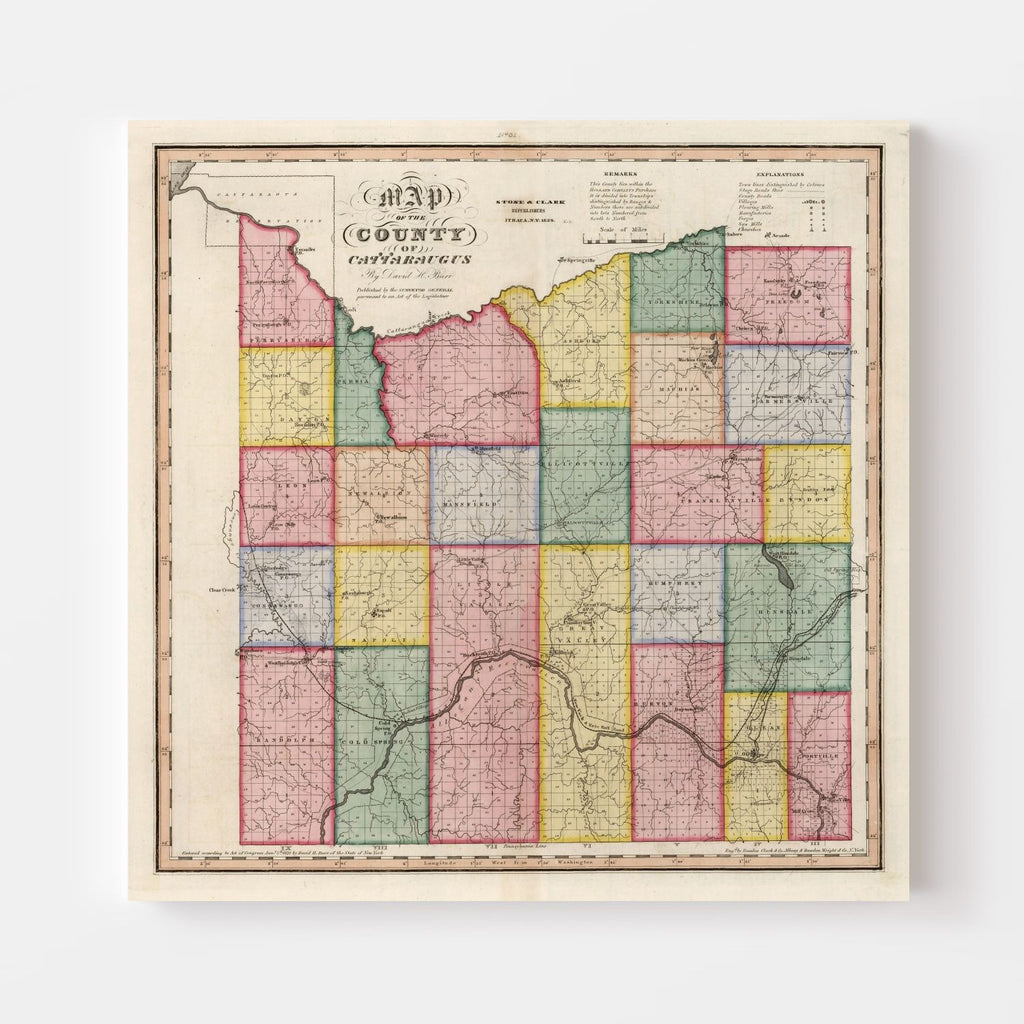 Vintage Map of Cattaraugus County, New York 1839