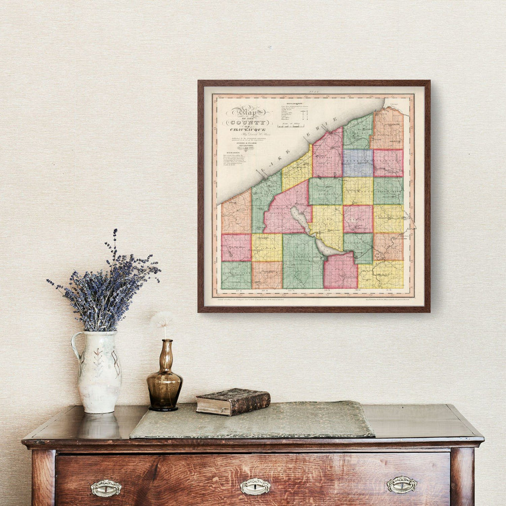Vintage Map of Chautauqua County, New York 1840