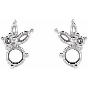 Sterling Silver Left Multi-Shape Earring Mounting – image 2