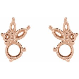 14K Rose Gold Left Multi-Shape Earring Mounting – image 2