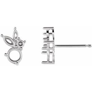 14K White Gold Right Multi-Shape Earring Mounting