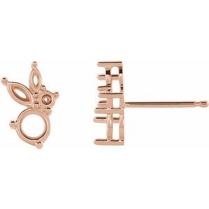 14K Rose Gold Left Multi-Shape Earring Mounting